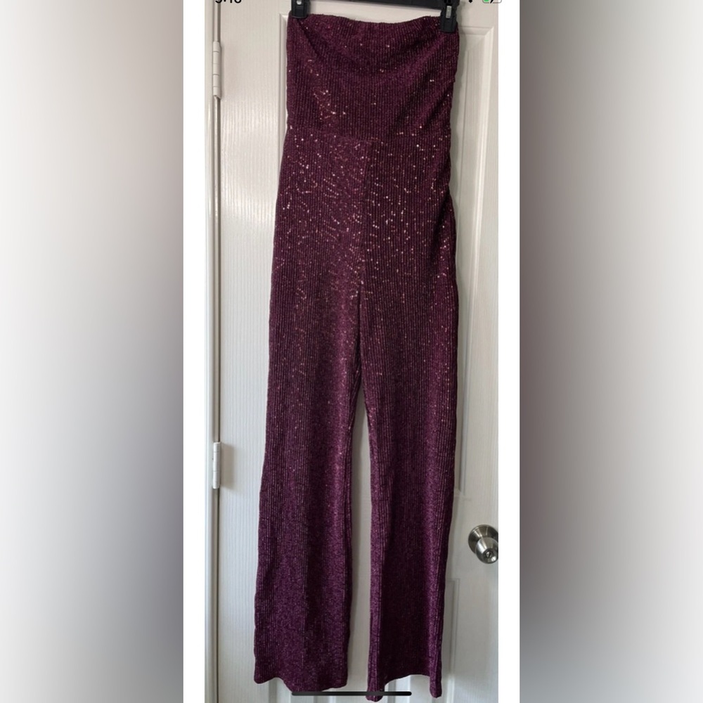 Wild Fable Women’s Tube Sequin Mesh Jumpsuit Wide Leg Pants